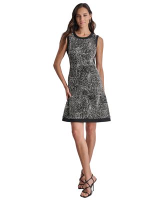 DKNY - Petite Colorblocked Sleeveless Fit & Flare Dress