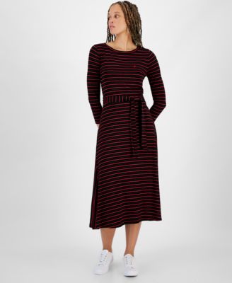 Nautica Jeans - Women's Striped Tie-Waist Midi Dress