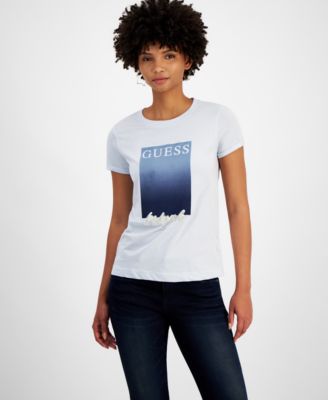 GUESS - Women's Crewneck Cotton Embellished-Logo T-Shirt