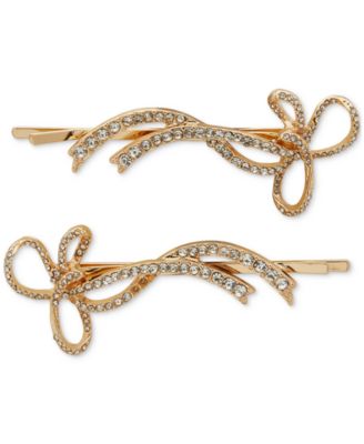 lonna & lilly - 2-Pc. Gold-Tone Pav&eacute; Bow Bobby Pin Set