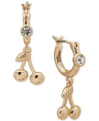 DKNY - Gold-Tone Crystal Cherry Drop Earrings