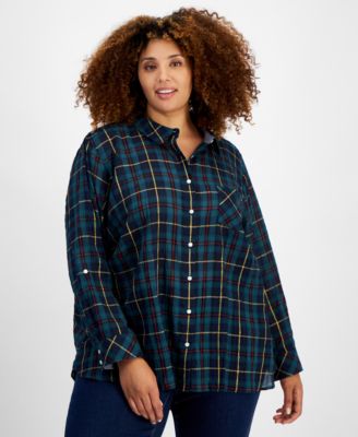 Tommy Hilfiger - Plus Size Plaid Button-Front Shirt