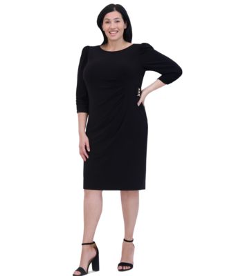 Jessica Howard - Plus Size Hardware-Trim Side-Pleated Dress