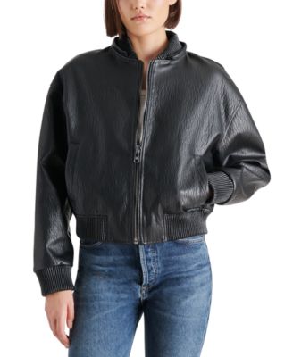Steve Madden - Women's Zephyra Faux-Leather Bomber Jacket