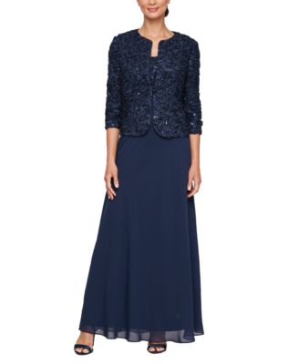 Alex Evenings - Petite Soutache-Bodice Gown & Jacket
