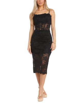 Morgan & Company - Juniors' Sleeveless Midi Corset Lace Dress