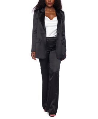 Alex & Sophia - Juniors' Long-Sleeve Satin Blazer