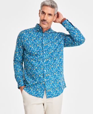 Club Room - Men's Floral Poplin Long-Sleeve Button-Down Shirt