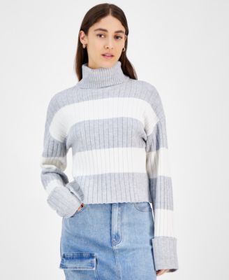 Ultra Flirt - Juniors' Stripe Ribbed Turtleneck Sweater