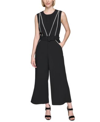 KARL LAGERFELD PARIS - Women's Scuba Wide-Leg Jumpsuit