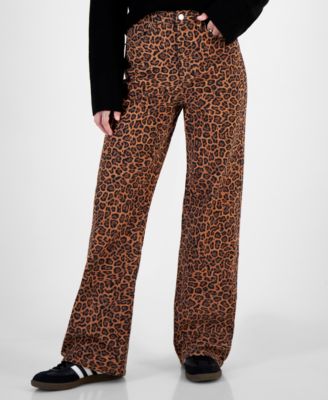 Tinseltown - Juniors' Leopard-Print Wide-Leg Jeans