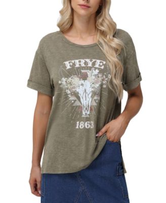 Frye - Women's Stonewashed Short-Sleeve Logo Graphic T-Shirt