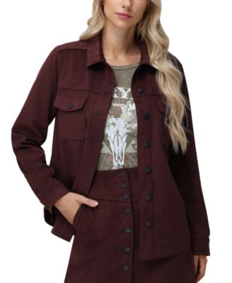 Frye - Women's Faux-Suede Button-Front Collared Shacket