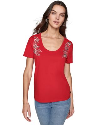 KARL LAGERFELD PARIS - Women's Rhinestone-Embellished T-Shirt
