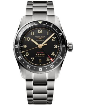 Longines - Men's Swiss Automatic Spirit Zulu Time Silver-Tone Titanium Bracelet Watch 39mm