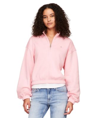 Tommy Jeans - Women's Cropped Quarter-Zip Crewneck Sweatshirt