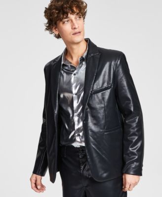 Tinsel - Men's Peak Lapel Faux-Leather Sport Coat