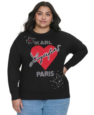 KARL LAGERFELD PARIS - Plus Size Beaded Heart Sweater