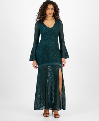 GUESS - Women's Phoenix Long-Flare-Sleeve Lace Dress