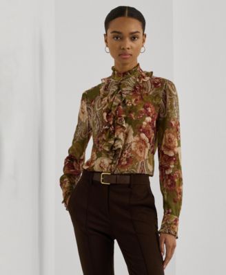Lauren Ralph Lauren - Women's Floral Ruffle-Trim Georgette Blouse