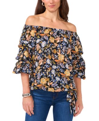 Vince Camuto - Women's Printed Off-the-Shoulder Balloon-Sleeve Blouse