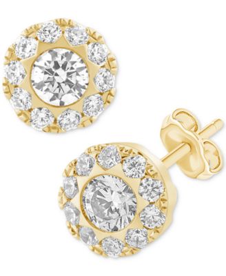 Macy's - Diamond Round Halo Stud Earrings (3/4 ct. t.w.) in 14k Gold