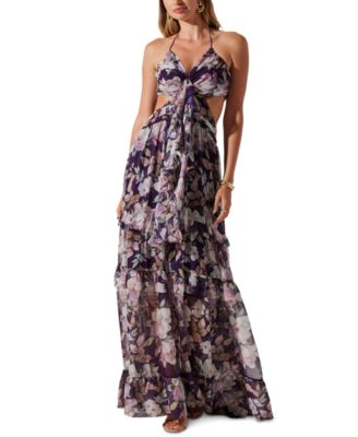 ASTR the Label - Women's Kitsune Floral Cut-Out Halter Maxi Dress