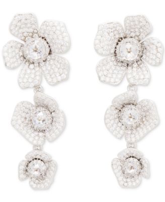 kate spade new york - Silver-Tone Cubic Zirconia Poppy Triple Drop Earrings