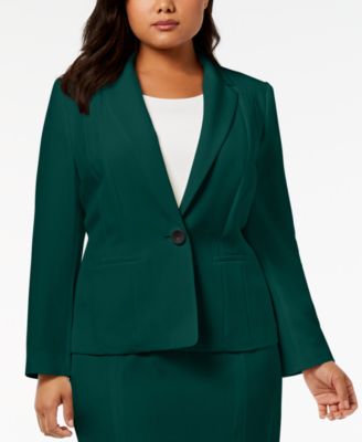 Kasper - Plus Size Stretch Crepe One-Button Blazer
