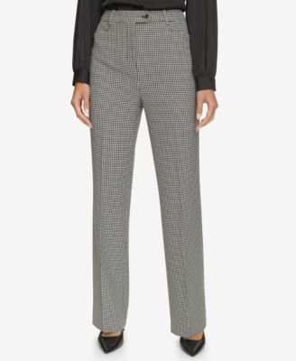Calvin Klein - Women's Straight-Leg Houndstooth Pants