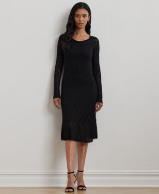 Lauren Ralph Lauren - Women's Pointelle-Knit Long-Sleeve Dress