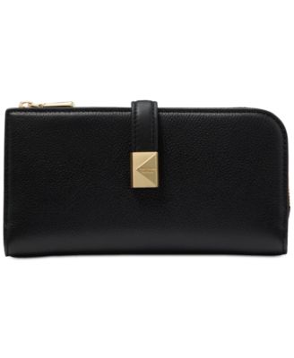 kate spade new york - Deco Pebbled Leather Zip Slim Wallet