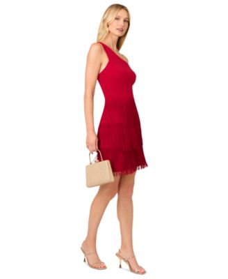 Adrianna by Adrianna Papell - Women's Asymmetric Fringed Sleeveless Sheath Dress