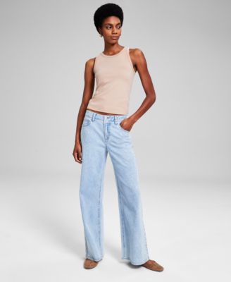 And Now This - Women's Studded High-Rise Wide-Leg Jeans