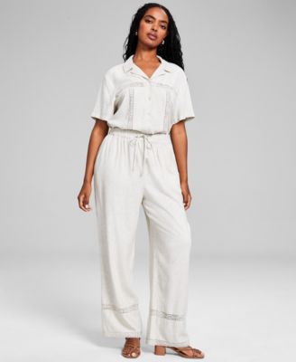 And Now This - Women's Crochet-Lace-Trim Drawstring-Waist Pants