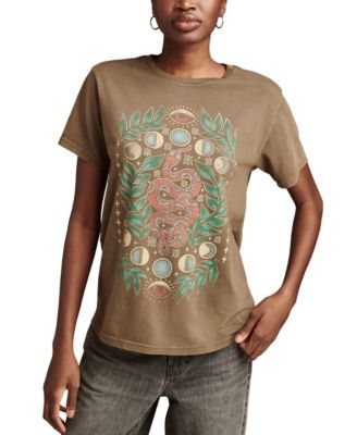 Lucky Brand - Women's Cotton Celestial Snake Boyfriend T-Shirt