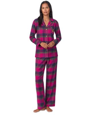 Lauren Ralph Lauren - Women's Plaid Notched-Collar Pajama Set
