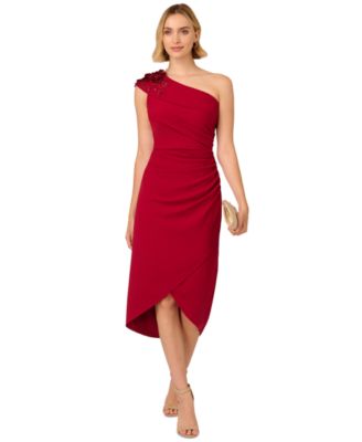 Adrianna Papell - Women's Beaded Crepe Faux-Wrap Dress