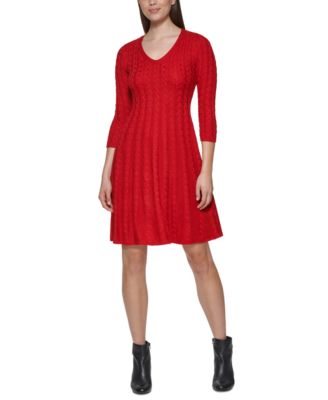 Jessica Howard - Women's Mock Neck Cable-Knit Sweater Dress