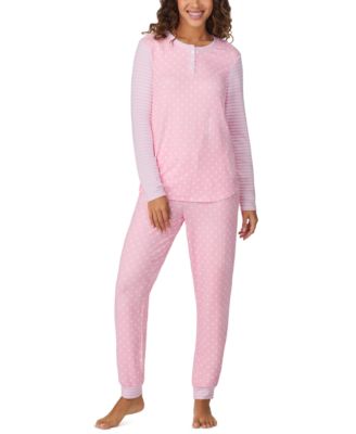 Cuddl Duds - Women's Printed Button-Front Jogger Pajama Set