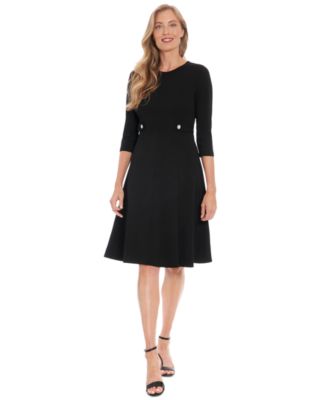 London Times - Petite 3/4-Sleeve Fit- & Flare Dress