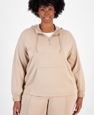 ID Ideology - Plus Size Quarter Zip Hooded Sweatshirt