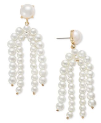 On 34th - Gold-Tone Imitation Pearl Chandelier Earrings