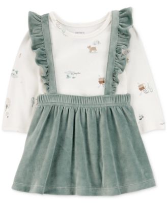 Carter's - Baby Girls Woodland Creatures Bodysuit & Velboa Jumper, 2 Piece Set