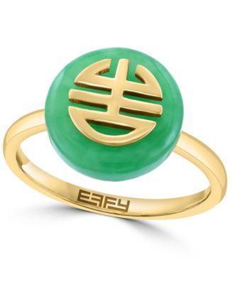 EFFY Collection - Dyed Jade Polished Logo Circle Statement Ring in 14k Gold
