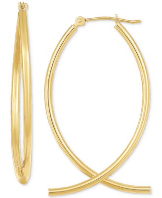 Macy's - Polished Tube Bypass Medium Hoop Earrings in 14k Gold