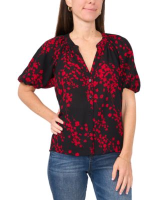 Sam & Jess - Petite Puff-Sleeve V-Neck Blouse