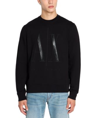 A|X Armani Exchange - Men's Long Sleeve Metallic-Logo Crewneck Sweatshirt