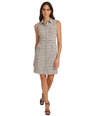 Calvin Klein - Women's Tweed Button-Front Jacket Dress