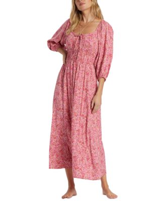 Billabong - Juniors' Rosey Skies Floral Tie-Front Dress